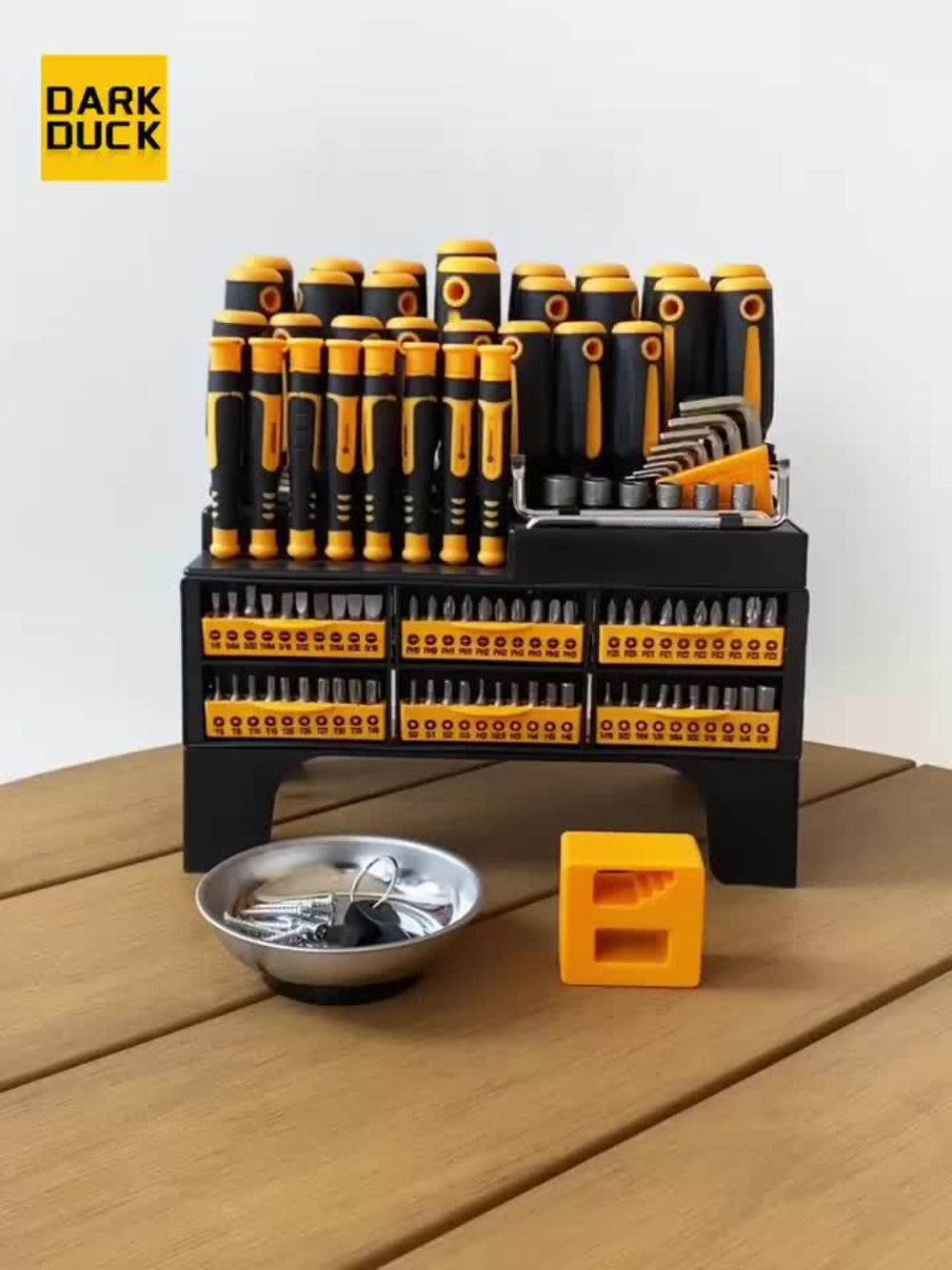 121-Piece Screwdriver Rack Set with Drivers, Bits, Hex Keys, Gloves, Magnetic Bowl and Nail Puller