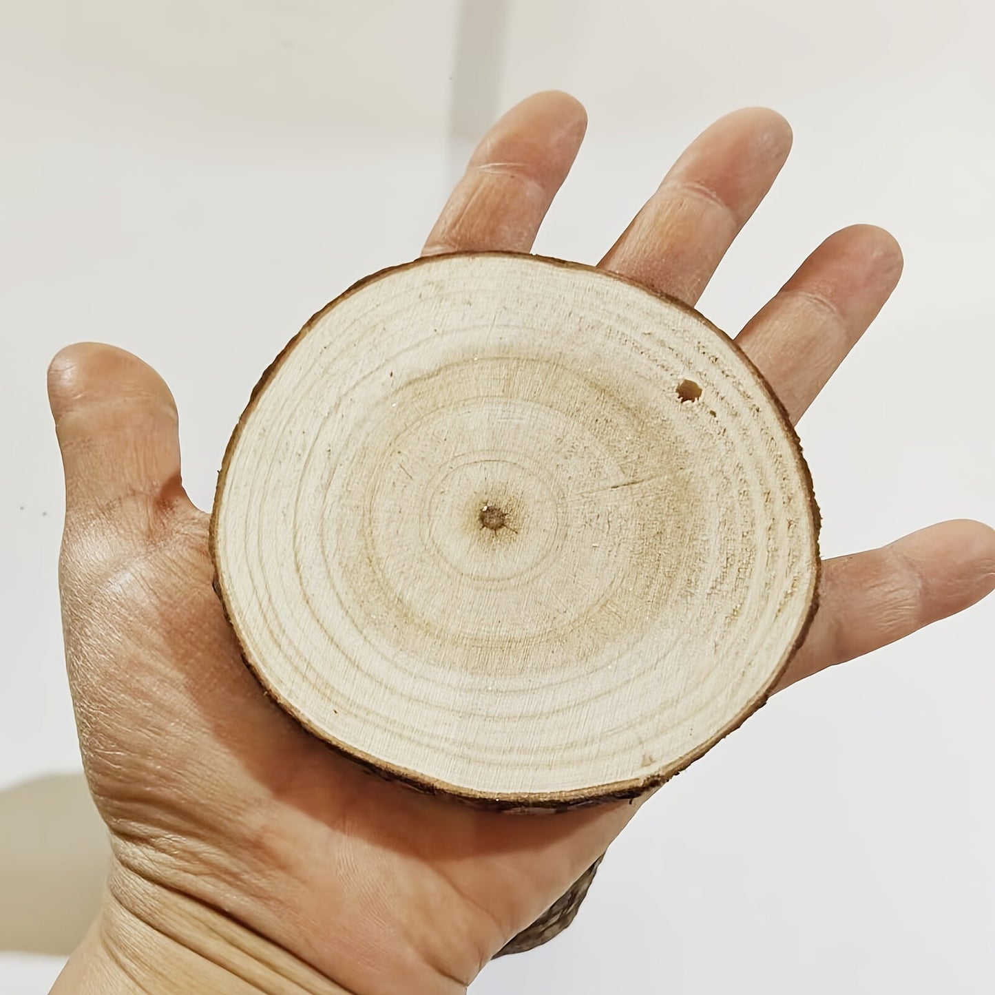 Wood Slices 28 Pcs Natural Log Bark Rounds for Crafts DIY Centerpieces Christmas Ornaments Wreaths Wedding Decor Painting Woodworking 2.76-3.54 Inch with or without Holes