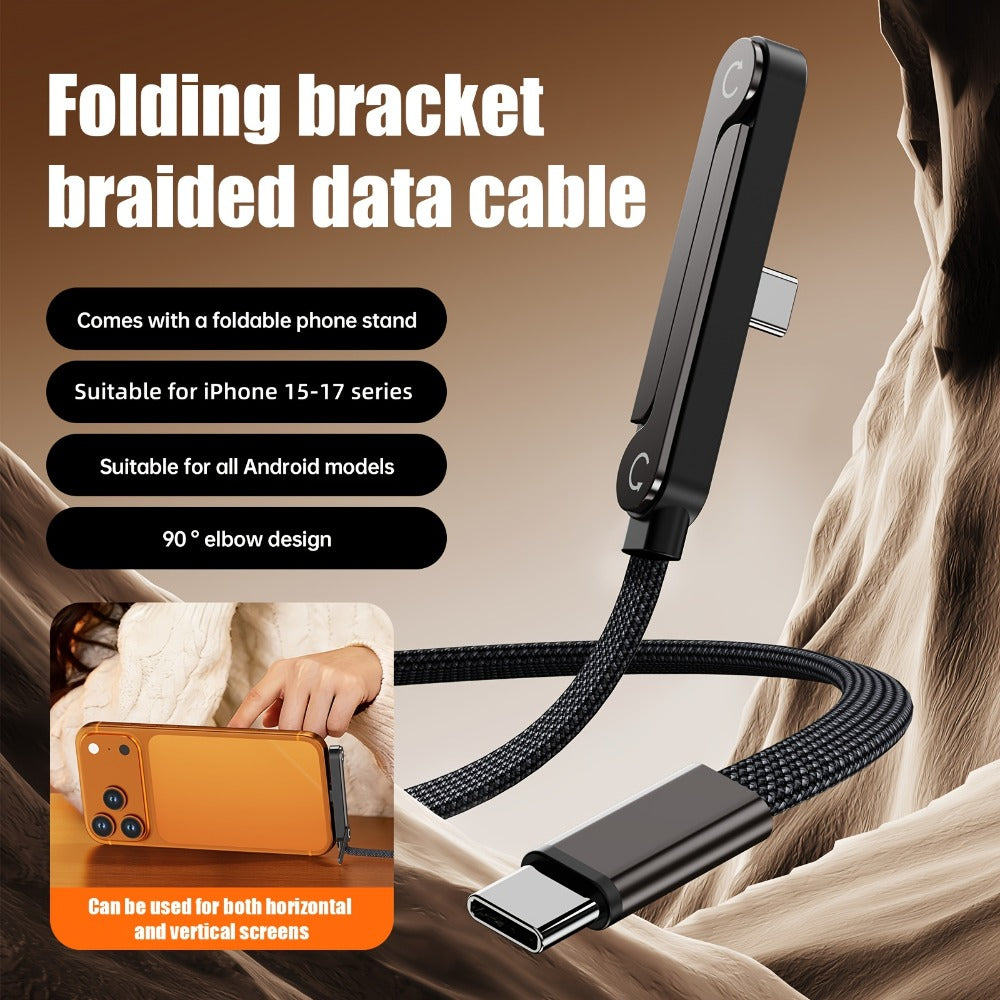 Folding-Bracket USB-C to USB-C Cable with 240W Marking, 480Mbps Graphic and 4.92 ft Length