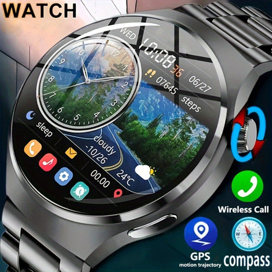 Smart Watch 360x360 Round Display with GPS, NFC, Wireless Calling and Five Strap Options for Men