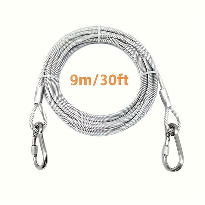 Coated Wire Clothesline with Locking Carabiners in 9-Meter or 15-Meter Checkout Lengths and End Hooks