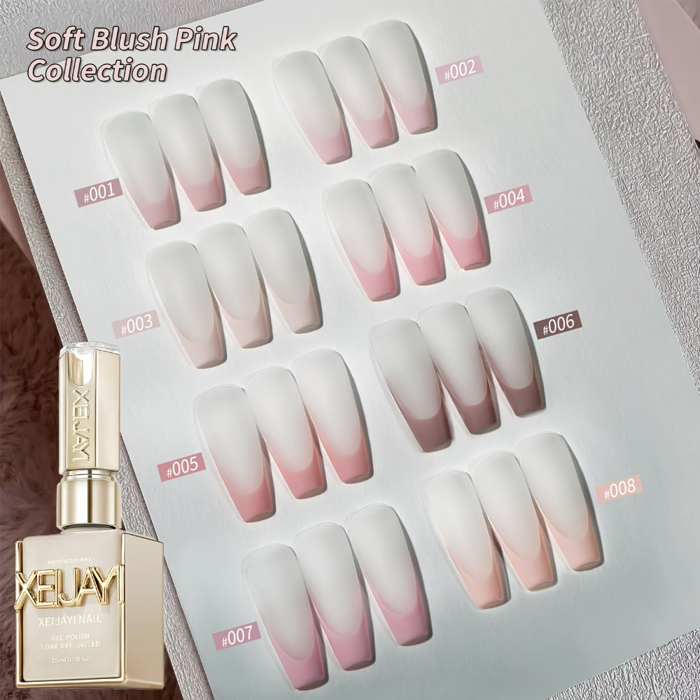 Gel Nail Polish – Set 8 Colors Semi-Permanent Soak-Off LED Cure Long-Lasting Manicure Kit - 0.51oz Each Bottle Gentle Pink Shades…