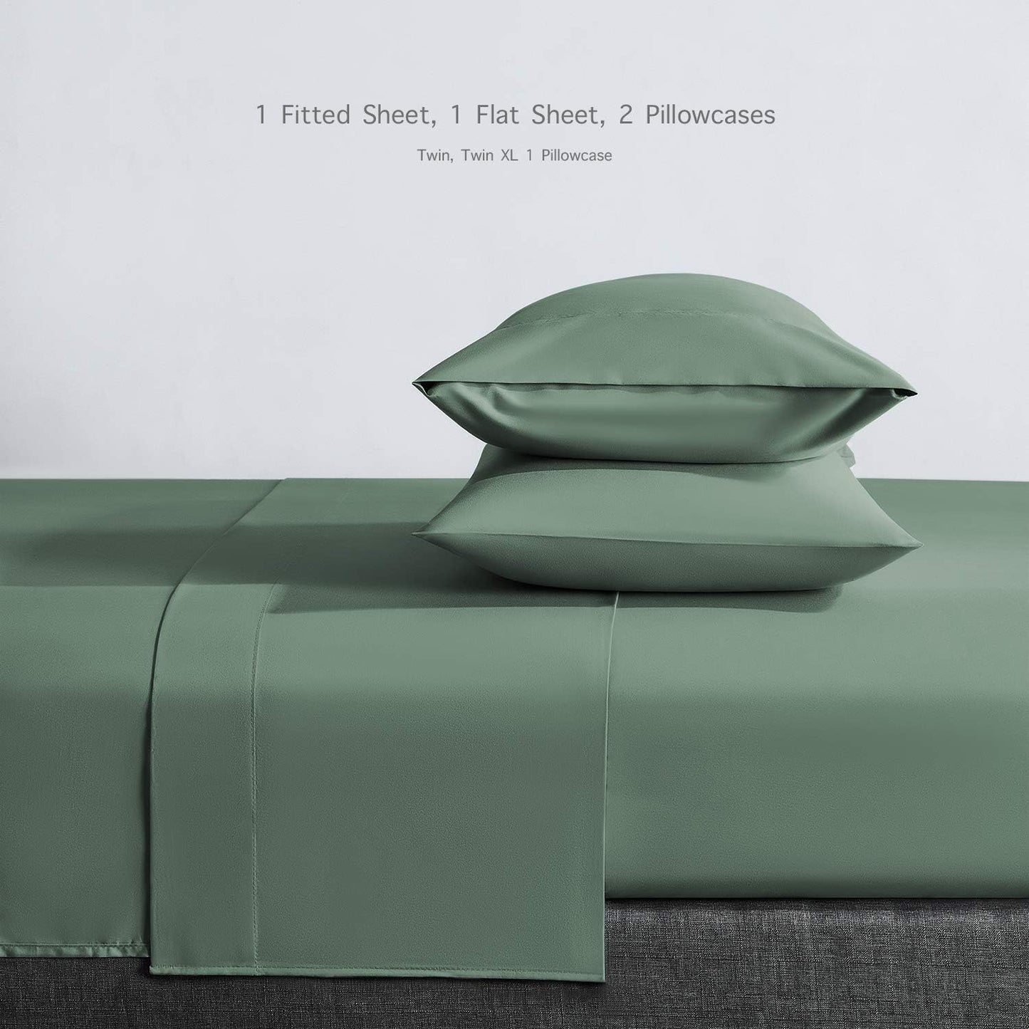 Four-Piece Twin Microfiber Sheet Set with Fitted and Flat Sheets, Two Pillowcases and Six Colors