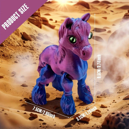 Six-Piece 3D-Printed Horse Figurine Set with Articulated Legs in Six Bright Color Designs for Desk Display