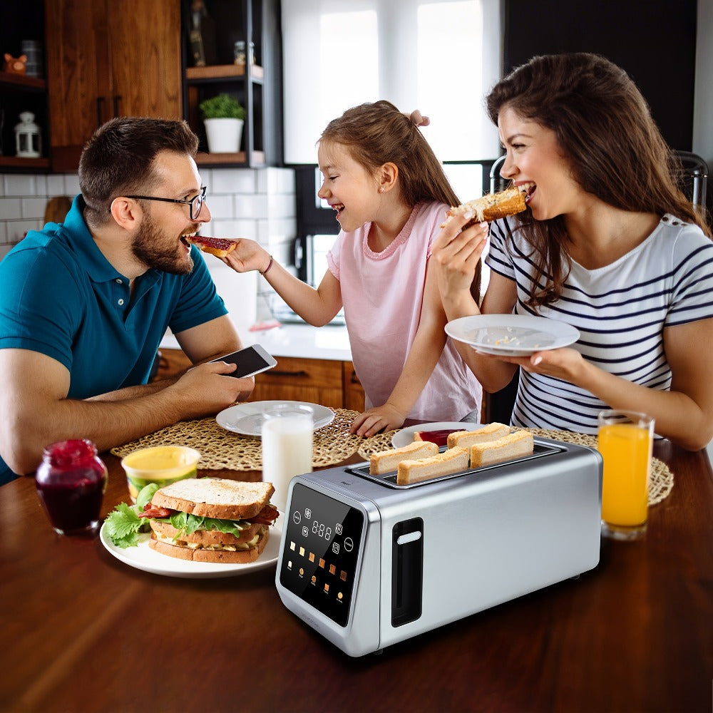 Long-Slot Four-Slice Toaster with Touch Screen, Six Shade Levels and Removable Slide-Out Crumb Tray