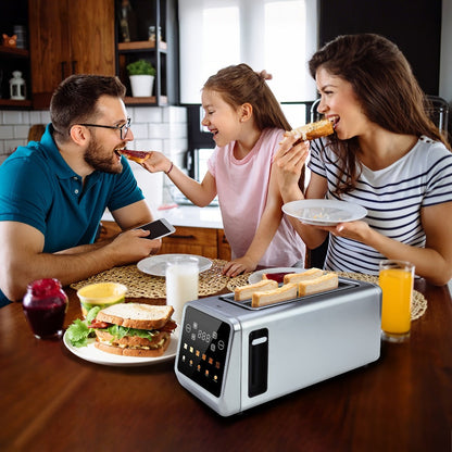 Long-Slot Four-Slice Toaster with Touch Screen, Six Shade Levels and Removable Slide-Out Crumb Tray