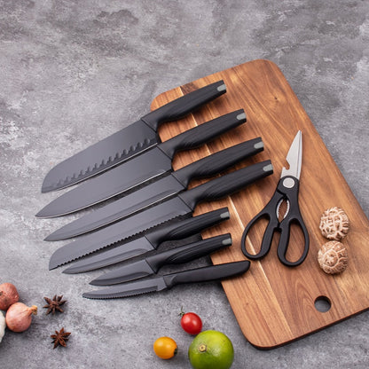 15-Piece Kitchen Knife Set with High-Carbon Stainless Steel Label, Black Handles, Scissors and Sharpening Block