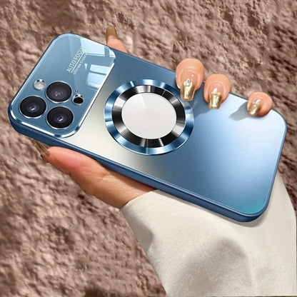 Phone Case Matte Titanium-Finish Magnetic Cover with Built-In Glass Lens Protector for Select iPhone Models