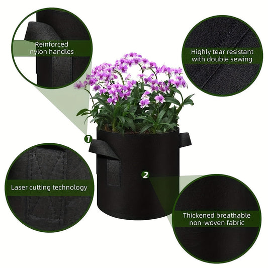 Grow Bags 5 Gallon Felt with Handles 10 & 20 Pack | Aeration Nonwoven Fabric Pots | Air Pruning Planter for Vegetables Tomatoes Potatoes Flowers Indoor Outdoor