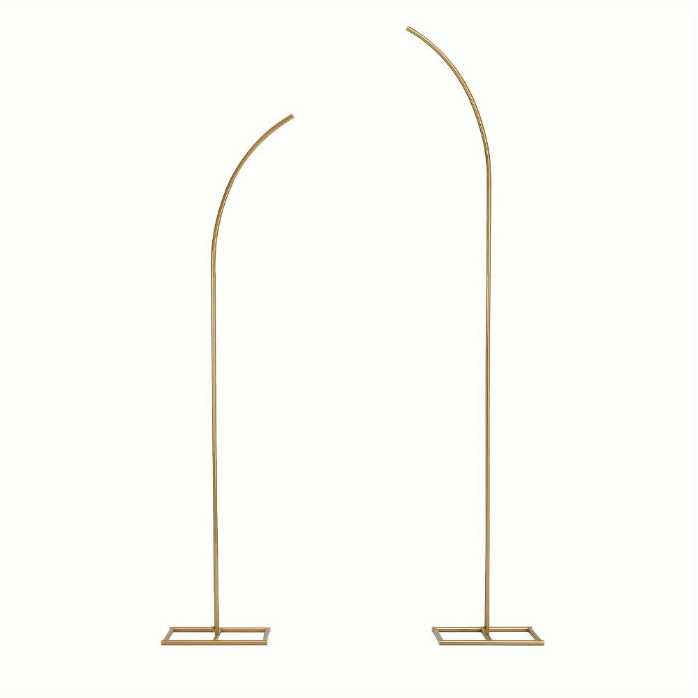 Two-Piece Gold-Color Balloon Arch Stand Set with Six- and Eight-Foot Curved-Top Frames for Home and Everyday Use