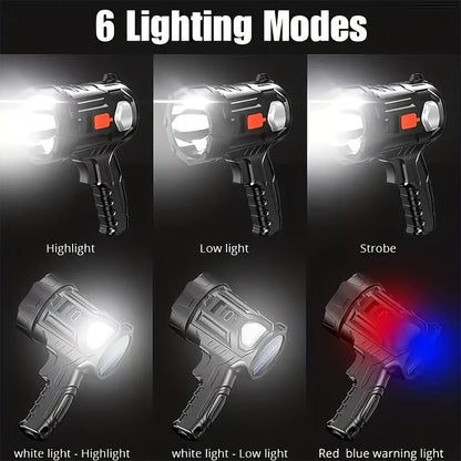 Flashlight Solar and USB Rechargeable Handheld Searchlight with Side Lights in 1, 2 or 4 Packs