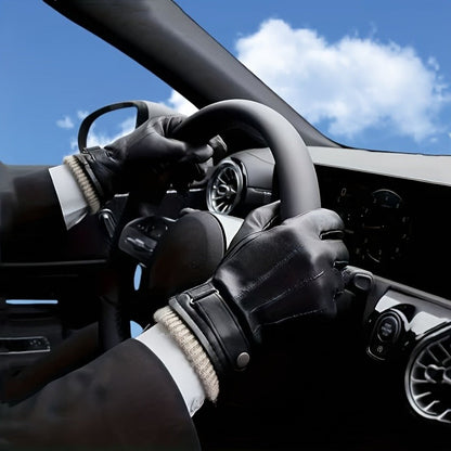 Buckle-Cuff Winter Gloves with Black or Brown Checkout Options and 11.2 x 25.5 cm Pictured Size