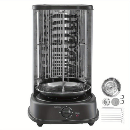 Vertical Shawarma Grill Machine, Electric Gyro Rotisserie Oven with Countertop Broiler, Doner Kebab & Chicken Shawarma Cooker for Home Kitchen, Restaurant & Parties
