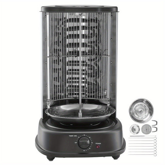 Vertical Shawarma Grill Machine, Electric Gyro Rotisserie Oven with Countertop Broiler for Home Cooking, Dining and Outdoor Meals