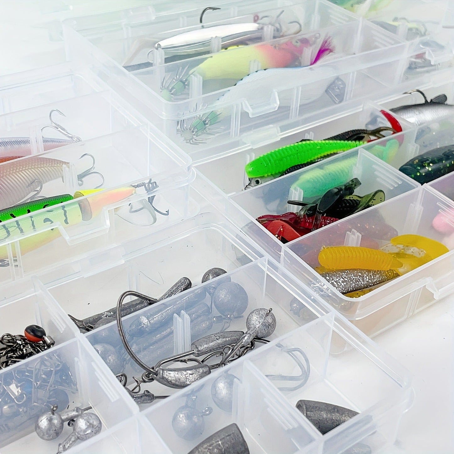 Fishing Lure Set 346-Piece Mixed Tackle Assortment with Hard Baits, Soft Baits, Hooks, Weights and Tiered Storage Box