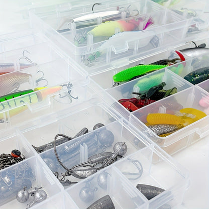 Fishing Lure Set 346-Piece Mixed Tackle Assortment with Hard Baits, Soft Baits, Hooks, Weights and Tiered Storage Box