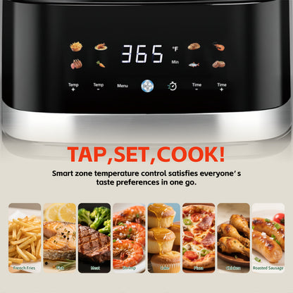 5.8Qt Air Fryer with Touchscreen Control Panel, Viewing Window, Eight Presets and 20 Paper Liners