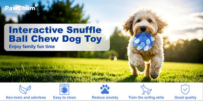 Dog Toy Fabric Snuffle Ball Treat Dispenser and Slow Feeder in Five Colors for Dogs and Puppies
