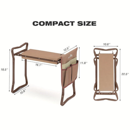 Garden Kneeler and Seat – Foldable Bench with EVA Pad & Tool Pouches
