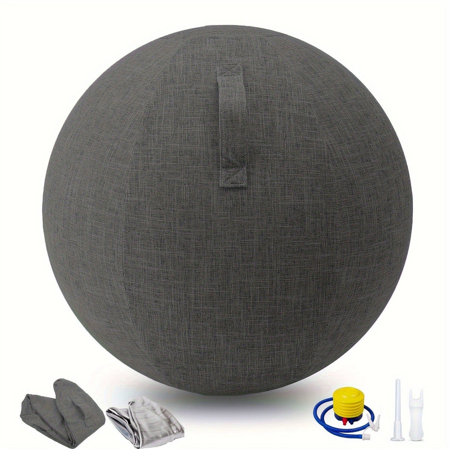 Fitness Equipment 65cm Exercise Ball Chair with Fabric Cover, Carry Handle, Pump and Two Color Options