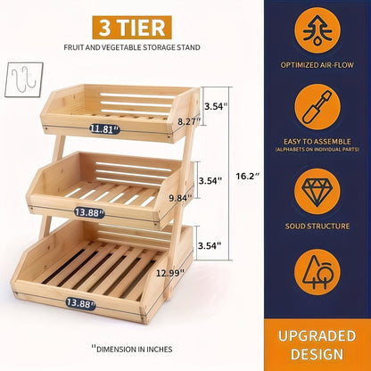 Slatted Countertop Produce Organizer in Two- or Three-Tier Checkout Options with Angled Open-Front Trays