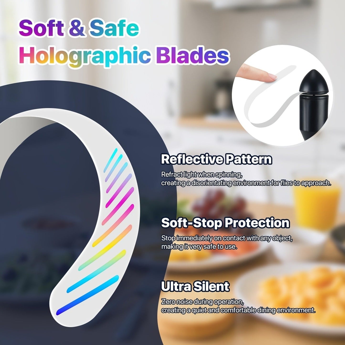 Desktop Reflective-Blade Fan Pest Control Device with Amber Light, Flexible Neck and USB Power for Tabletop Use