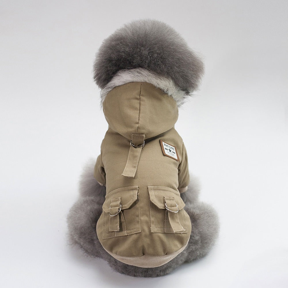 Dog Vest Coat Two-Leg Autumn Winter Lined Warm Pet Clothes for Small Medium Dogs, Sleeveless Back Coverage Dog Jacket for Cold Weather, Sizes S M L XL XXL, Deep Gray & Khaki
