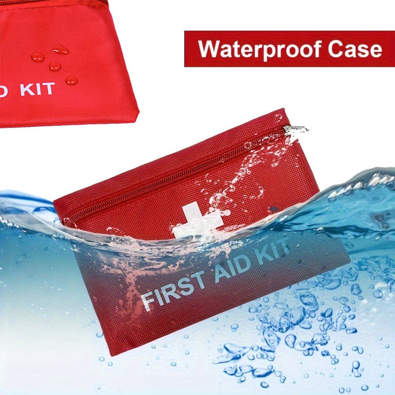 Sixteen Empty Red First Aid Storage Pouches with Full-Open Zippers, White Cross Print and 20 x 14 cm Size