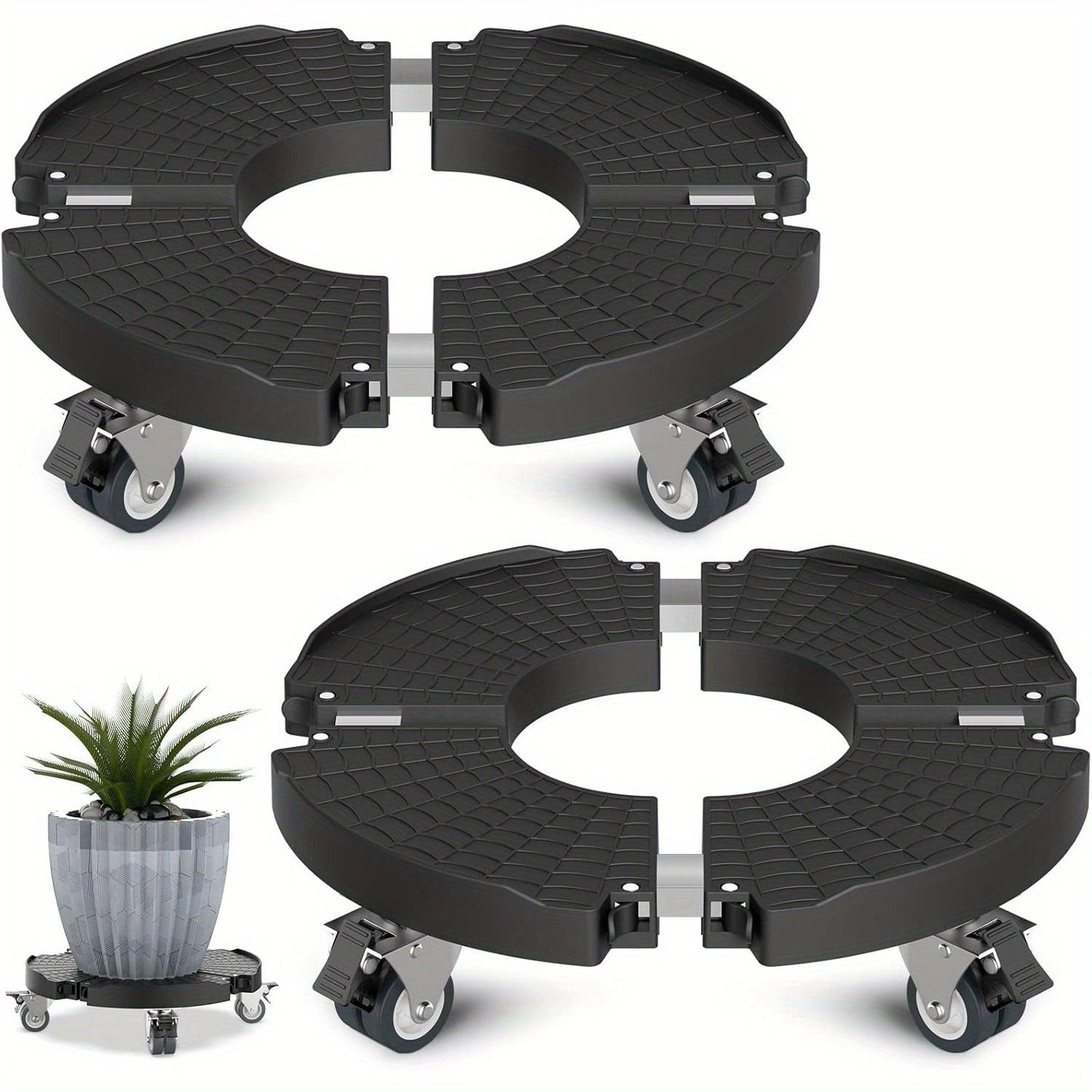 Plant Stand with Wheels 440 lbs – Adjustable 15-22" Heavy Duty Pot Roller with Lockable Swivel Casters for Indoor & Outdoor Planters