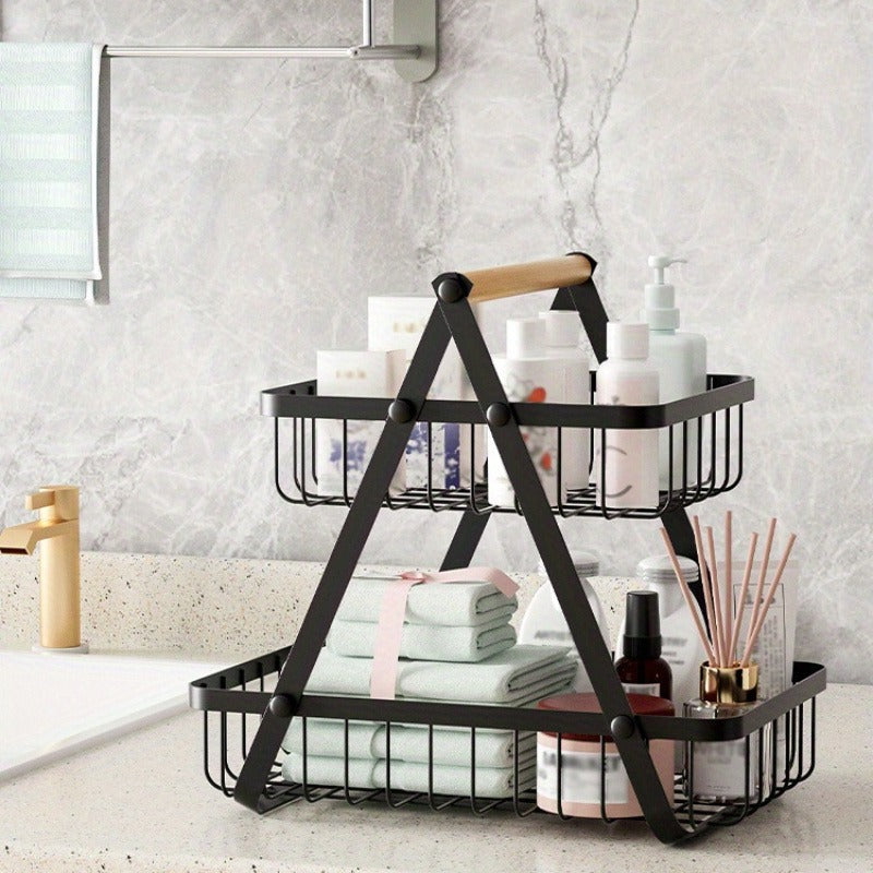 Fruit Basket Countertop 2-Tier Wire Organizer | Kitchen Storage Rack for Fruits Vegetables Bread