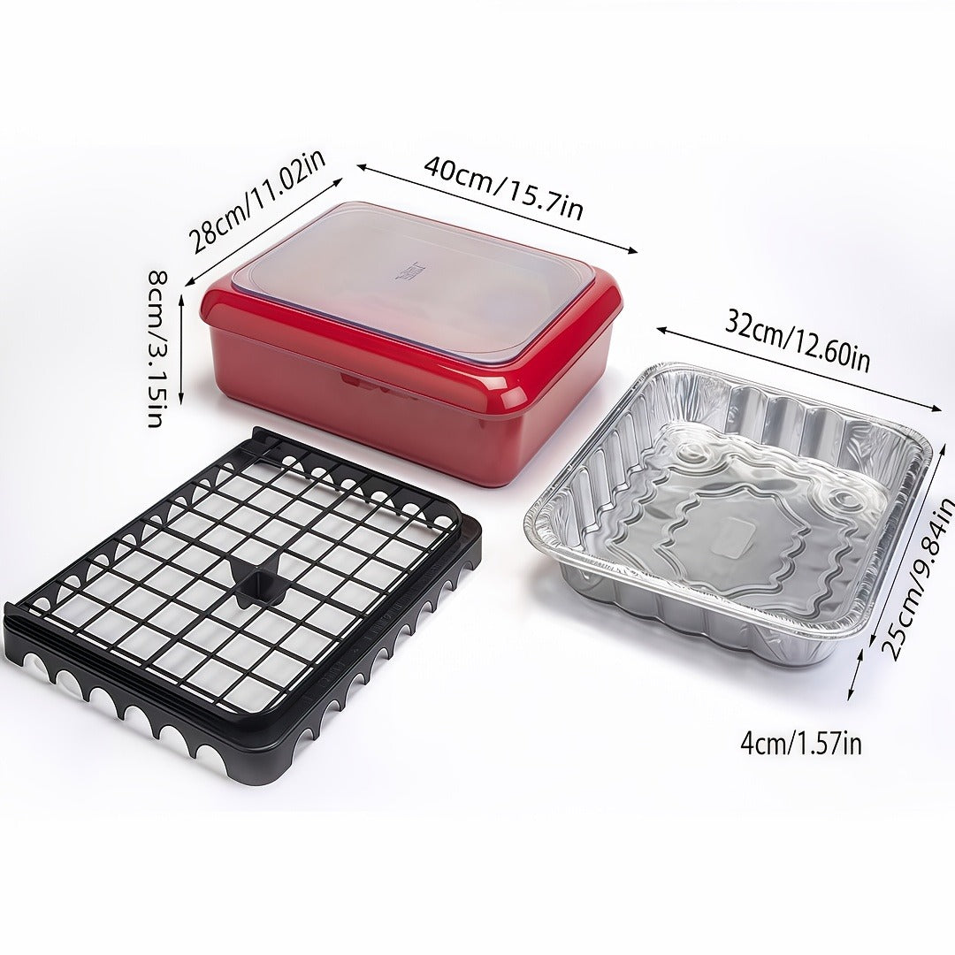 Foil Pan Carrier with Lid 2 in 1 Stackable Food Storage Set BPA Free Dishwasher Safe Portable Casserole Holder for Potluck BBQ Picnic Tailgate Meal Prep Party