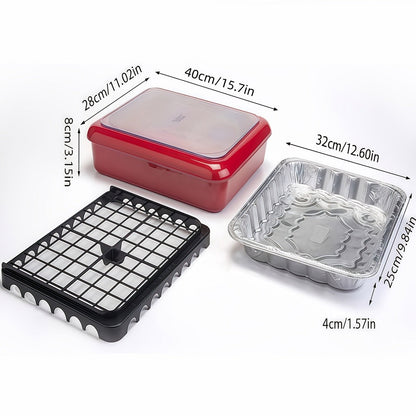 Foil Pan Carrier with Lid 2 in 1 Stackable Food Storage Set BPA Free Dishwasher Safe Portable Casserole Holder for Potluck BBQ Picnic Tailgate Meal Prep Party