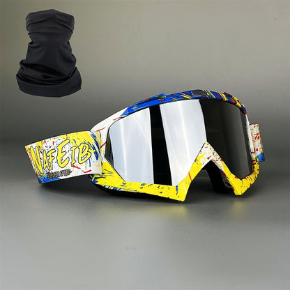 Ski Goggles with Headscarf Set – PC Lens TPU Frame, Windproof Dustproof, Helmet Compatible for Men Women Adults, Multiple Color Options