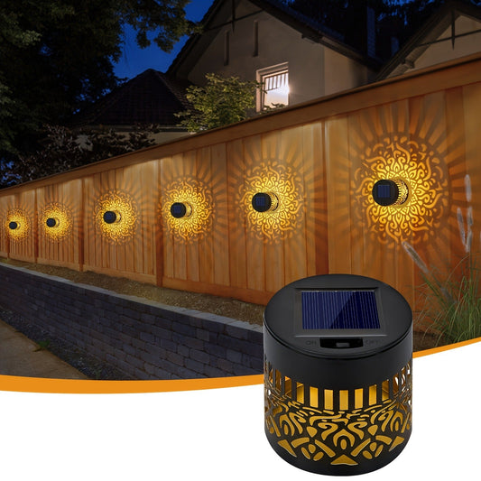 Solar Garden Lights IP65 Mandala Metal Wall Lanterns with Pattern Projection in 1/2/4 Packs for Fence Decor