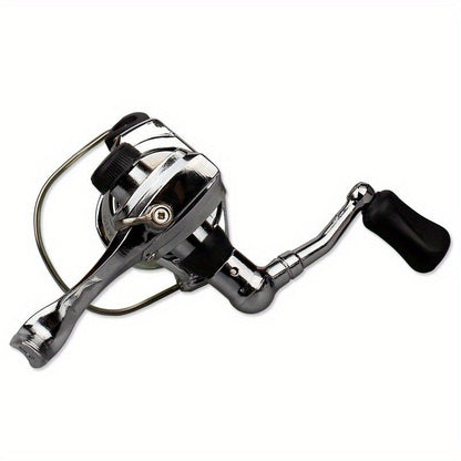 Mini Spinning Fishing Reel with Folding Handle, Green Line Spool and Compact 9 x 9 x 8 cm Profile