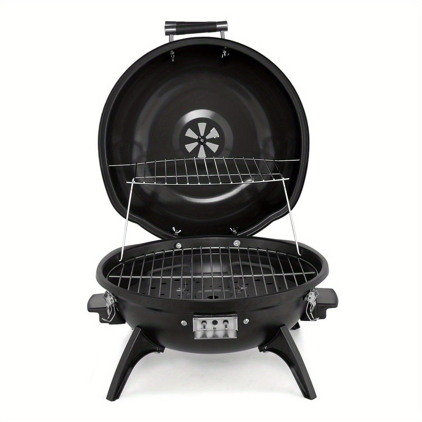 Electric BBQ Grill 1600W Indoor Outdoor Tabletop Grill with Lid Stainless Steel Heating Tube Chrome Grate Cool-Touch Handle