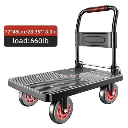 Folding Flat Cart Heavy Duty 660-800 lbs Capacity Silent Swivel Wheels Moving Hand Truck