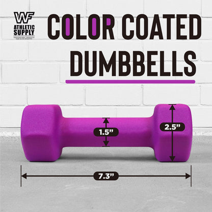 Neoprene Dumbbells Pair with Non-Slip Hex Shape – Color-Coded Hand Weights for Women & Men, Strength Training, Home Gym & Aerobics – 2LB to 15LB Available in Yellow, Green, Red, Blue & Gray