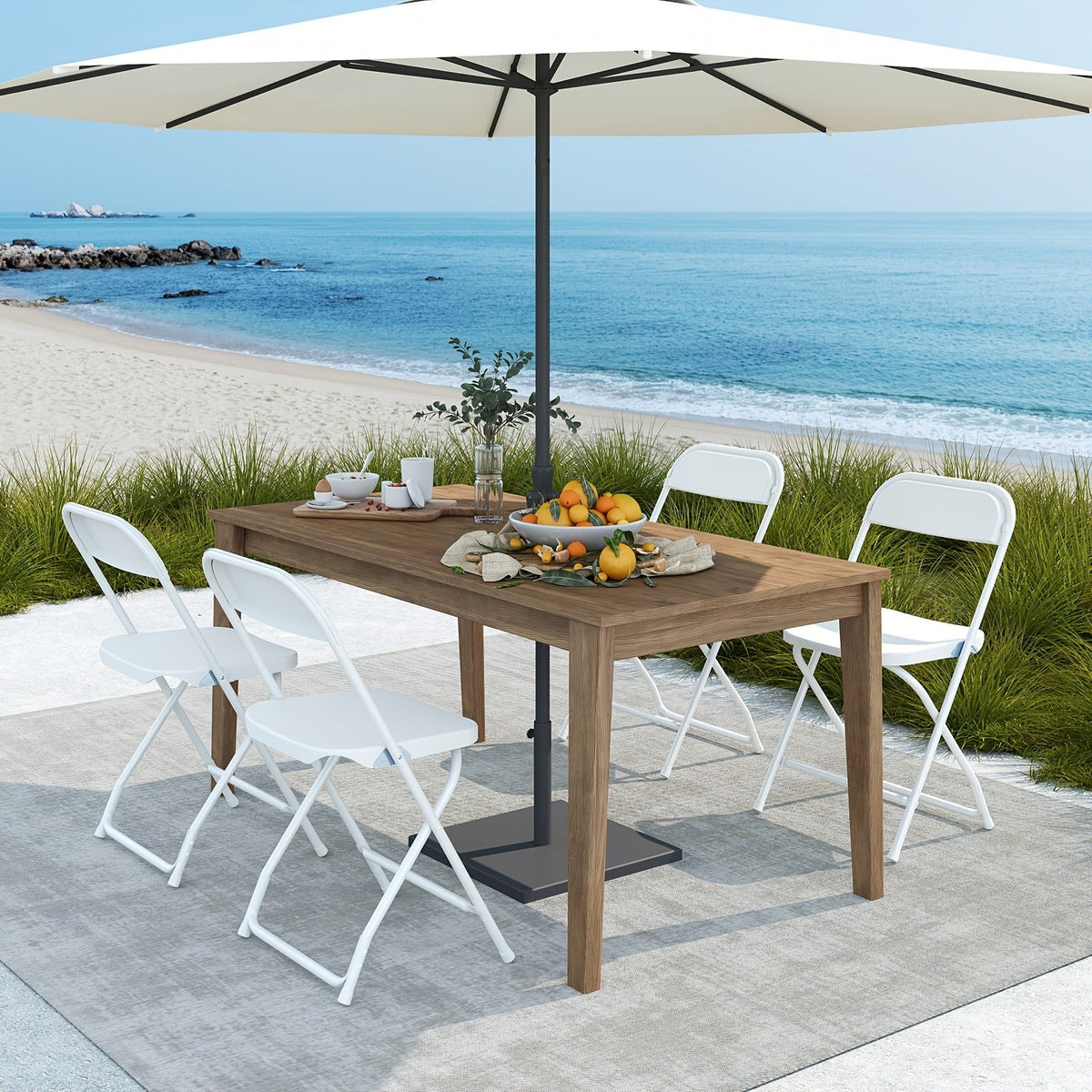 White or Black Molded-Seat Folding Chair Sets in 4, 6, 8, 10 or 20-Piece Checkouts Pictured