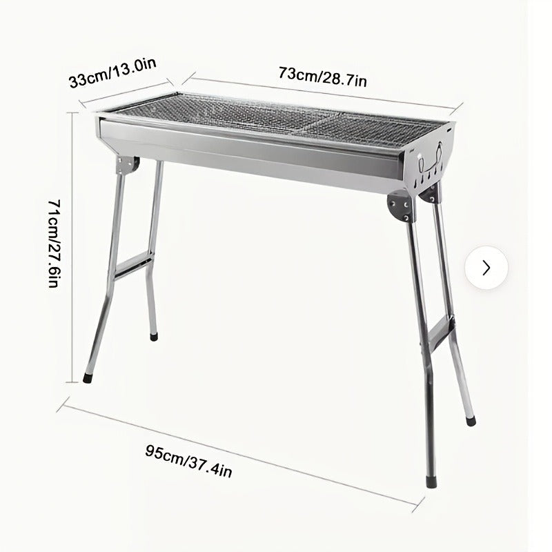 Folding Charcoal Grill with Stainless-Steel-Labeled Frame, Lower Shelf and Large or Extra-Large Package Options