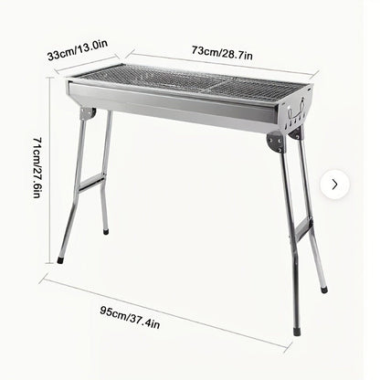 Folding Charcoal Grill with Stainless-Steel-Labeled Frame, Lower Shelf and Large or Extra-Large Package Options