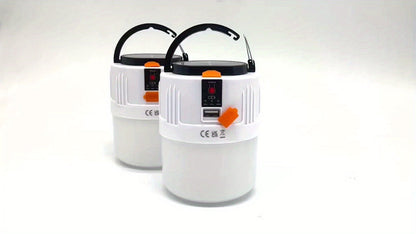 Solar Camping Lantern Four-Pack with USB-C Charging, Three Lighting Modes, Power Display and Carry Handles