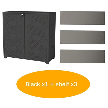 Outdoor Storage Cabinet with Doors & Metal Shelves | Resin