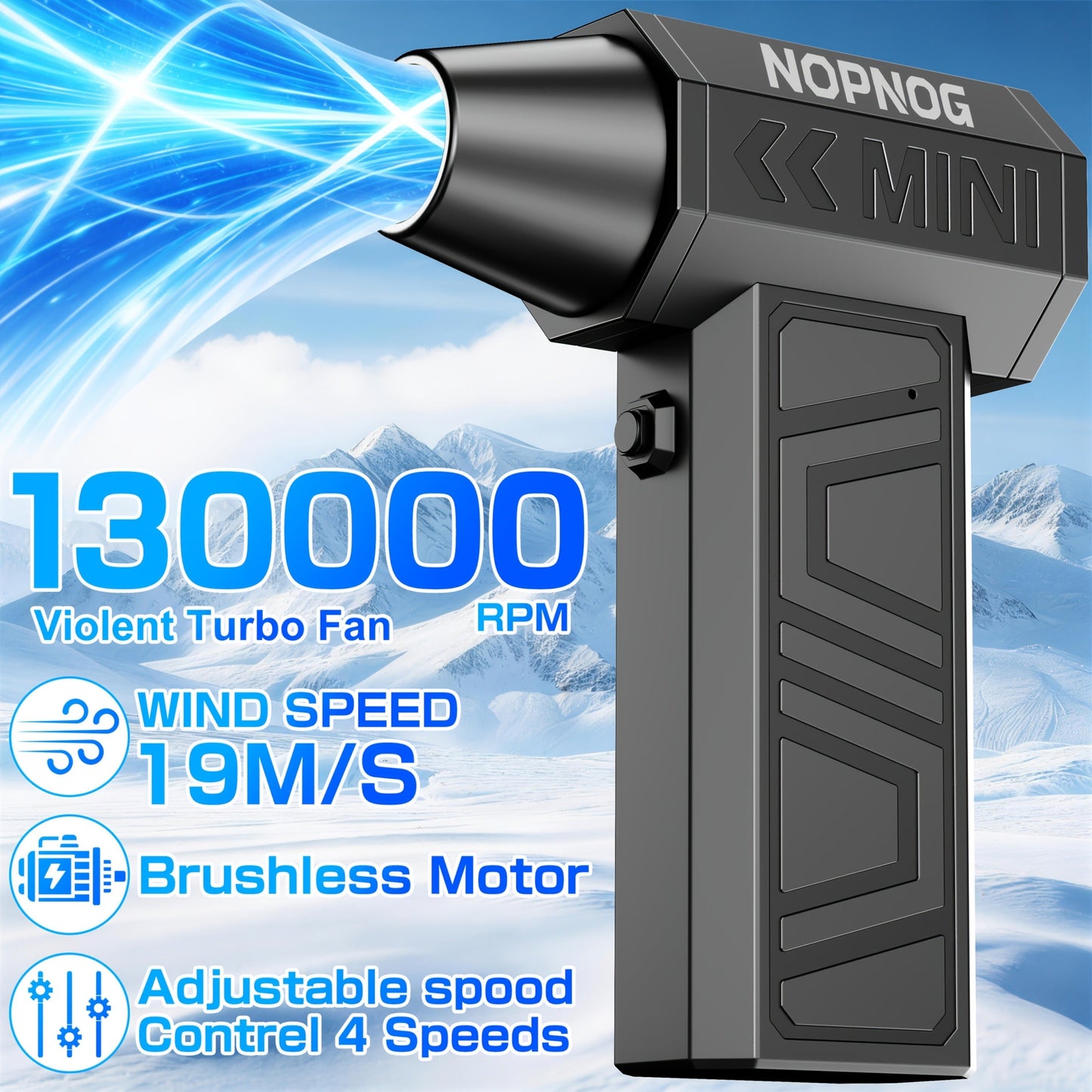 Mini Pistol-Grip Electric Air Duster with Six Nozzles and Optional Dust-Collection Bin Set