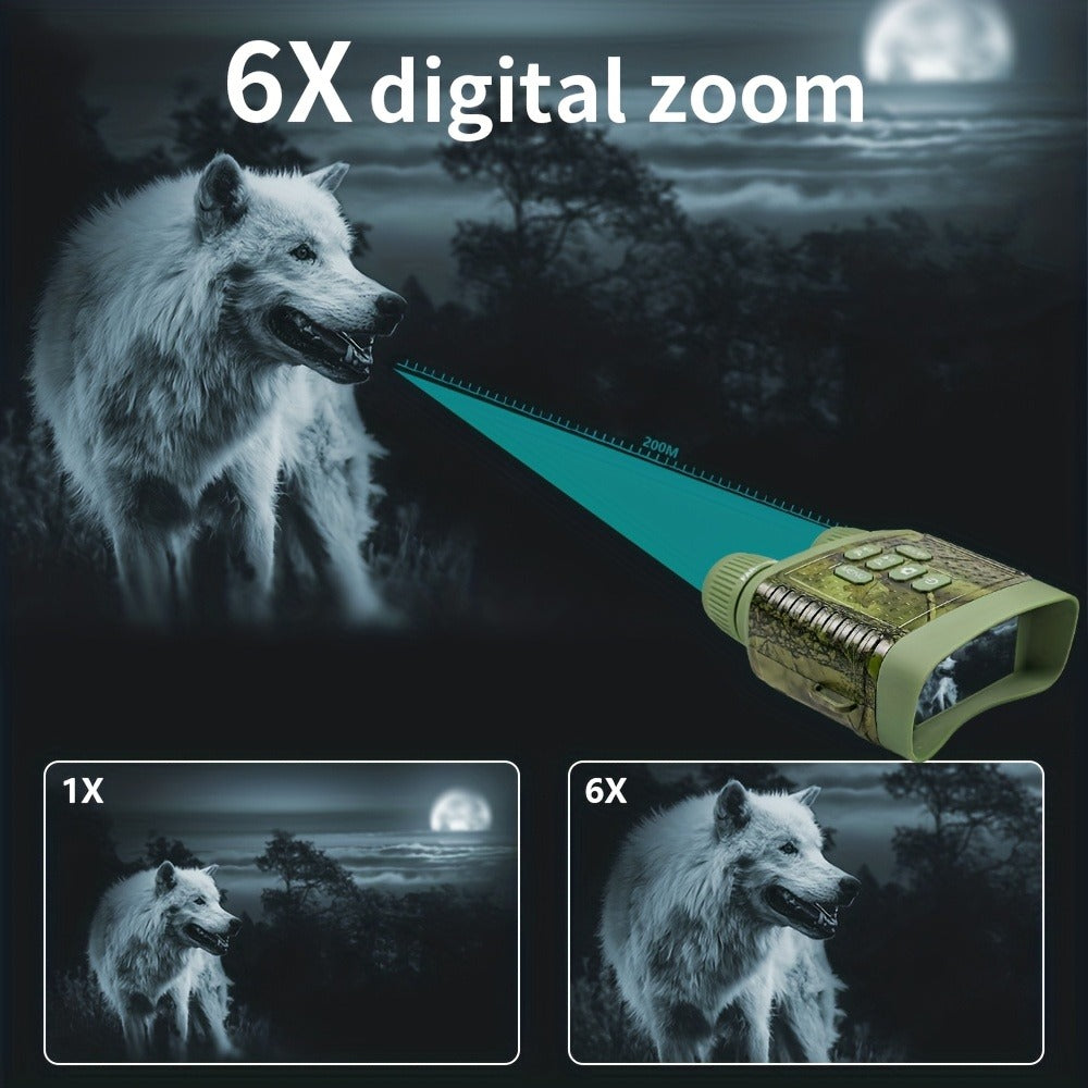 Camouflage Digital Night Vision Binoculars with 3-Inch Screen, 6X Digital Zoom, Seven IR Levels and 2000mAh Battery