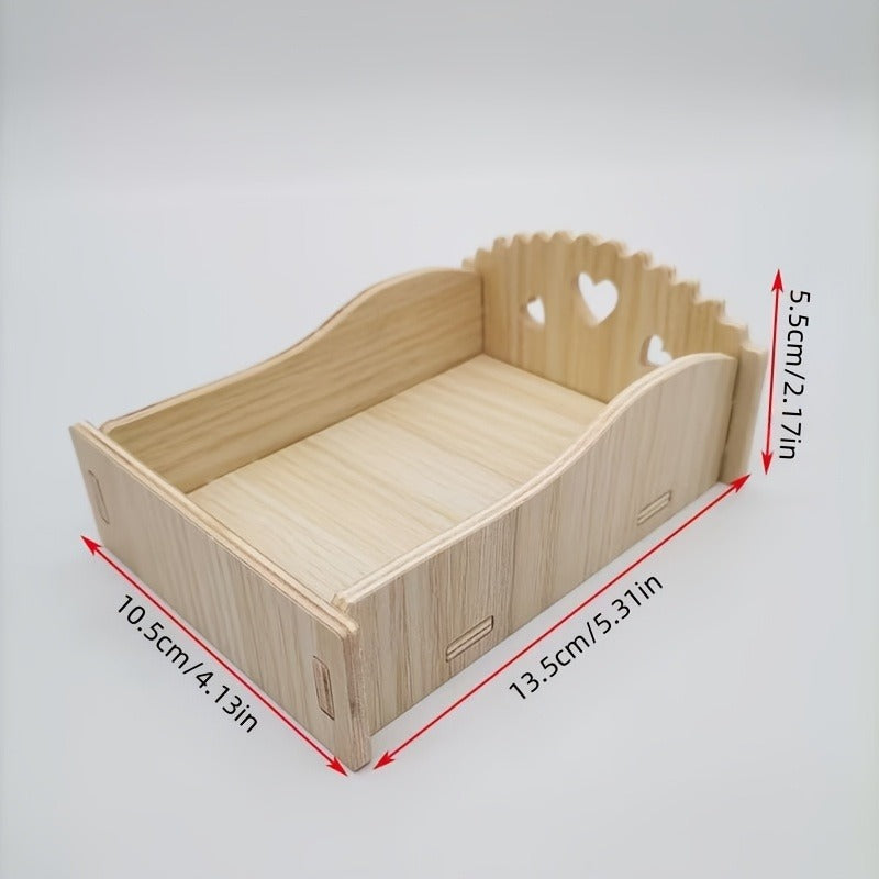 Hamster Cage Accessories 6-Piece Wooden Set - Running Wheel, Villa House, Swing, Nesting House for Hamsters Guinea Pigs Gerbils - Natural Wood Small Animal Habitat Enrichment Toys & Cage Supplies
