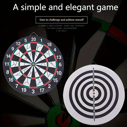17-Inch Double-Sided Flocked Dartboard Set with Six Practice Darts, Six Gold-Color Darts and Alloy Edge Frame