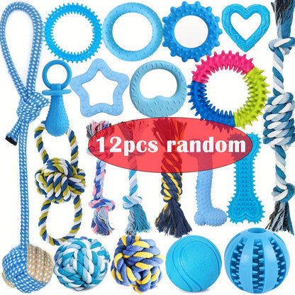 Puppy Toys Set - Assorted Teething & Play Bundle for Small Dogs with Chew Toys, Rope Toys, Treat Balls & Squeaky Toys, 3 or 12 Pack Random Mix, Perfect Christmas Birthday Gift for Puppies
