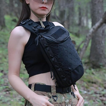 Structured Tactical Shoulder Crossbody Bag with Honeycomb Front Panel in Black or Camouflage Pattern