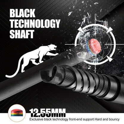 58-Inch Carbon Fiber Pool Cue with 12.5mm Tip, 3/8x8 Joint, Black Wrap and Four SP Graphic Designs
